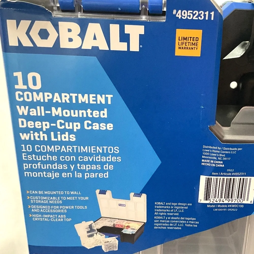 Kobalt 10-Compartment Large Plastic Small Parts Organizer